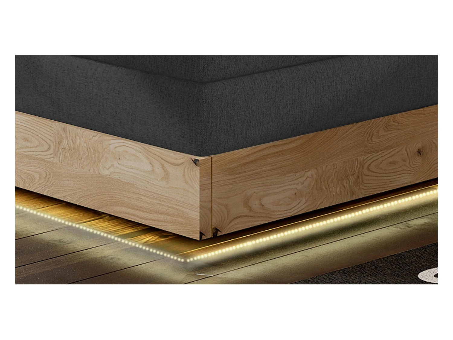 Lit Boxspring Massif avec Coffre Intégré, Surmatelas et Tête de Lit - Modèle ETNO, Bois Massif, Confort Premium, 160x200 cm, Graphite