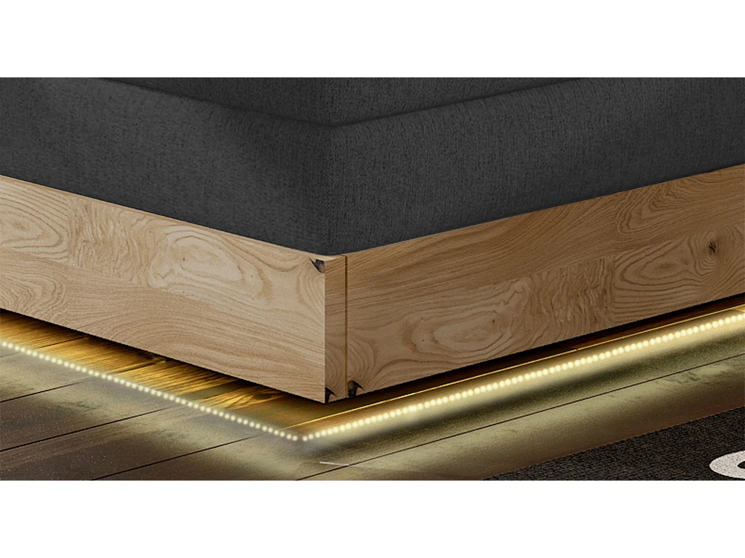 Massief houten boxspringbed met geïntegreerde commode, matrastopper en hoofdbord - Model ETNO, Massief hout, Premium Comfort, 180x200 cm, Grafiet