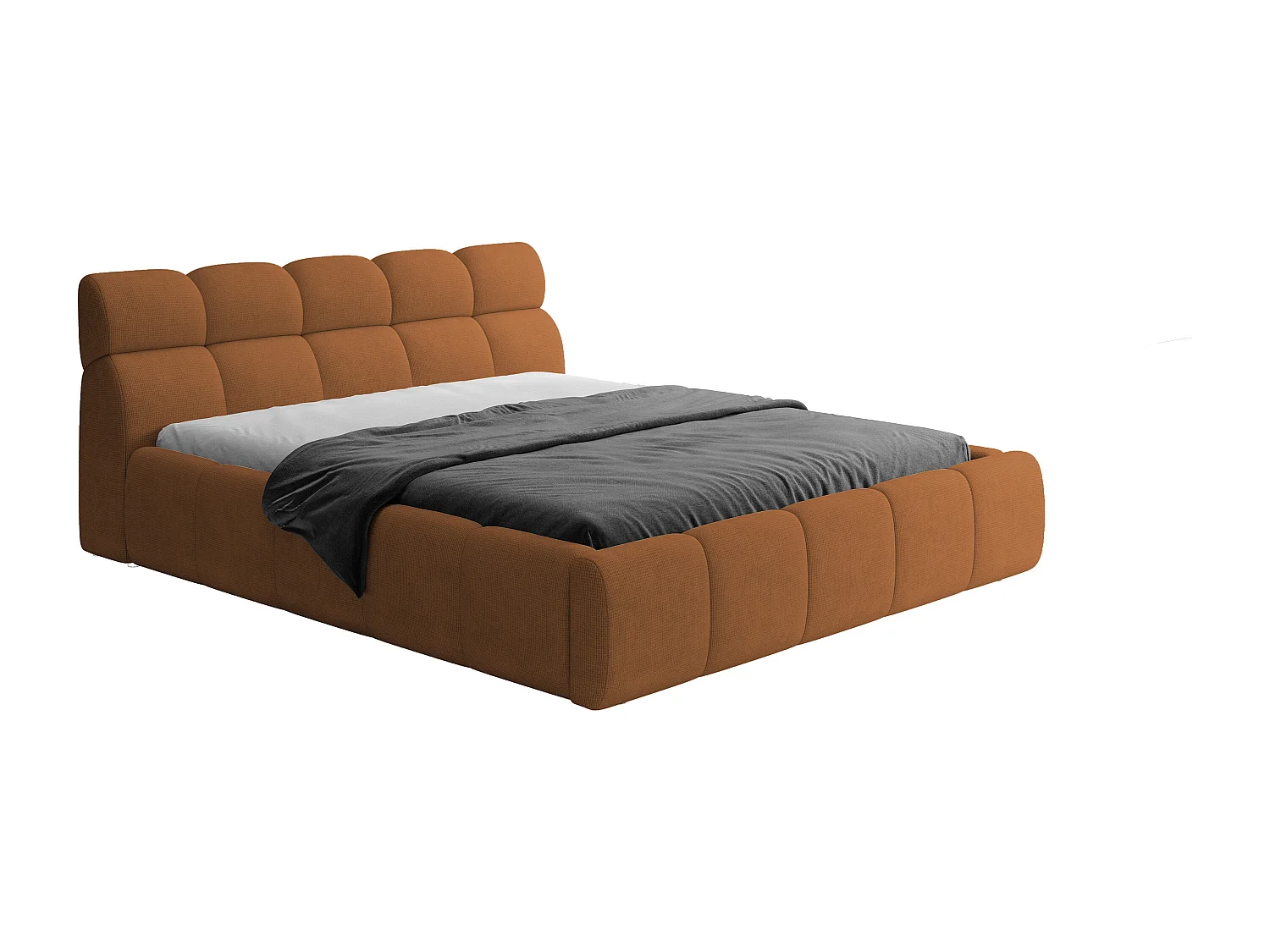 Gestoffeerd bed GIULIA, comfortabel, met opbergruimte, verstelbaar hoofdbord en LED, 140x200x96 cm, kleur: Oranje