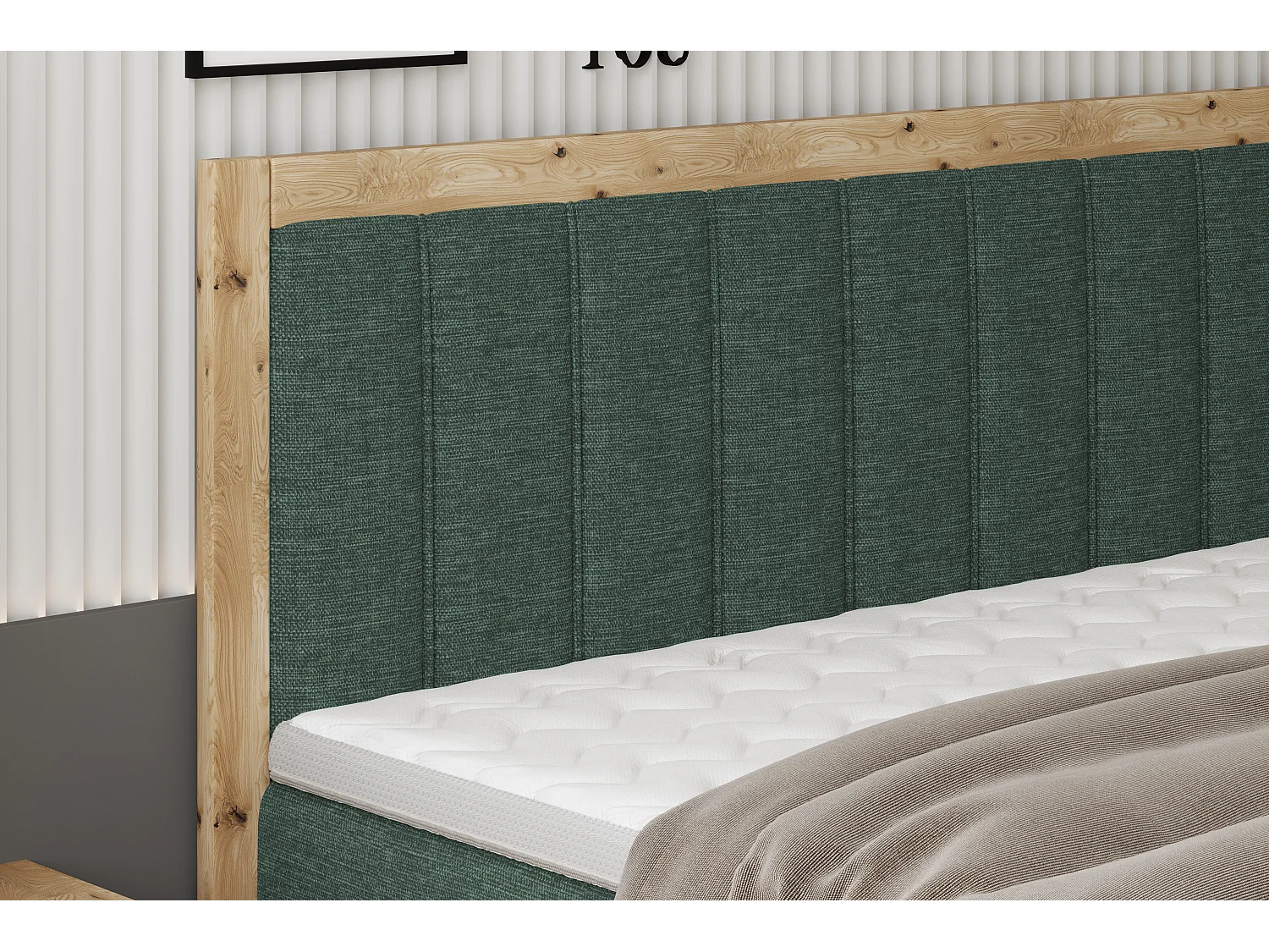 Continentalbed ALMA – Comfortabel ontwerp met een lengte van 152 cm, hoogwaardige matras, 140x200 cm – Kleur: Donkergroen
