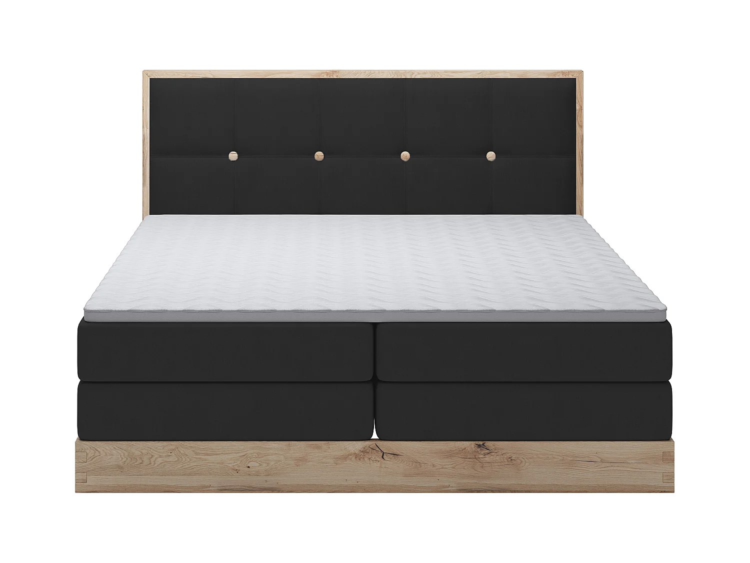 Lit coffre ELLI avec tête de lit élégante, rangements spacieux et design moderne, Taille: 180x200 cm, Couleur: Noir