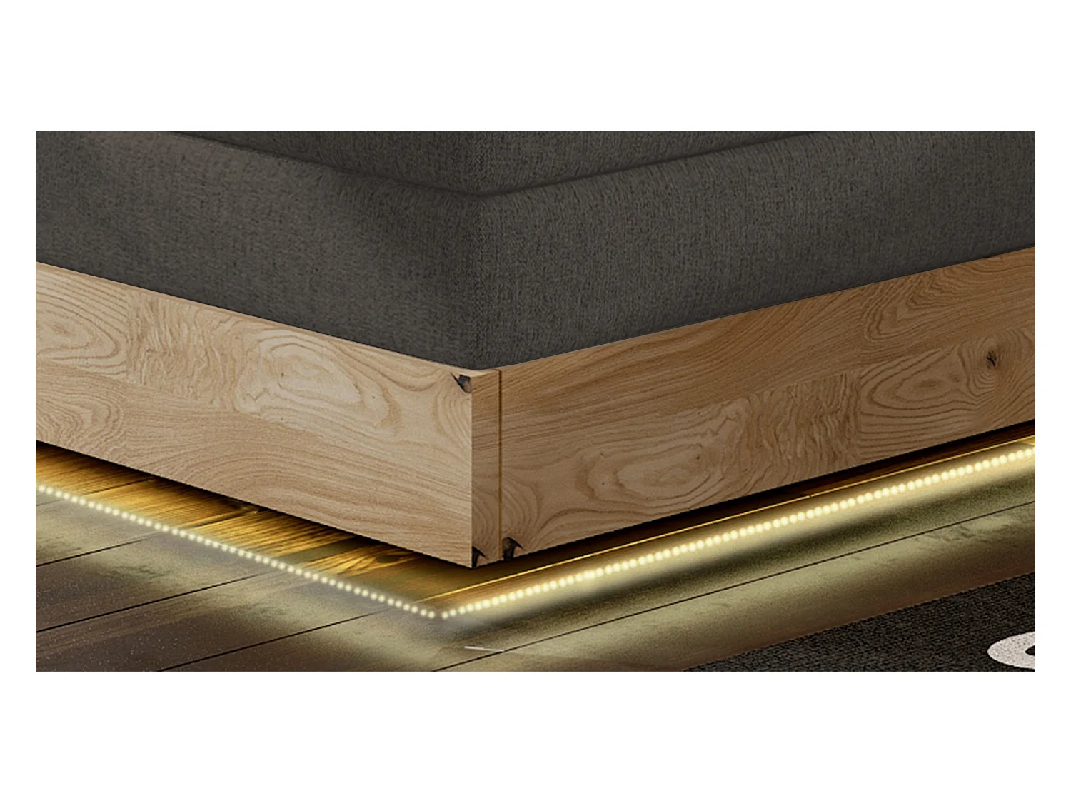 Lit Boxspring Massif avec Coffre Intégré, Surmatelas et Tête de Lit - Modèle ETNO, Bois Massif, Confort Premium, 180x200 cm, Gris