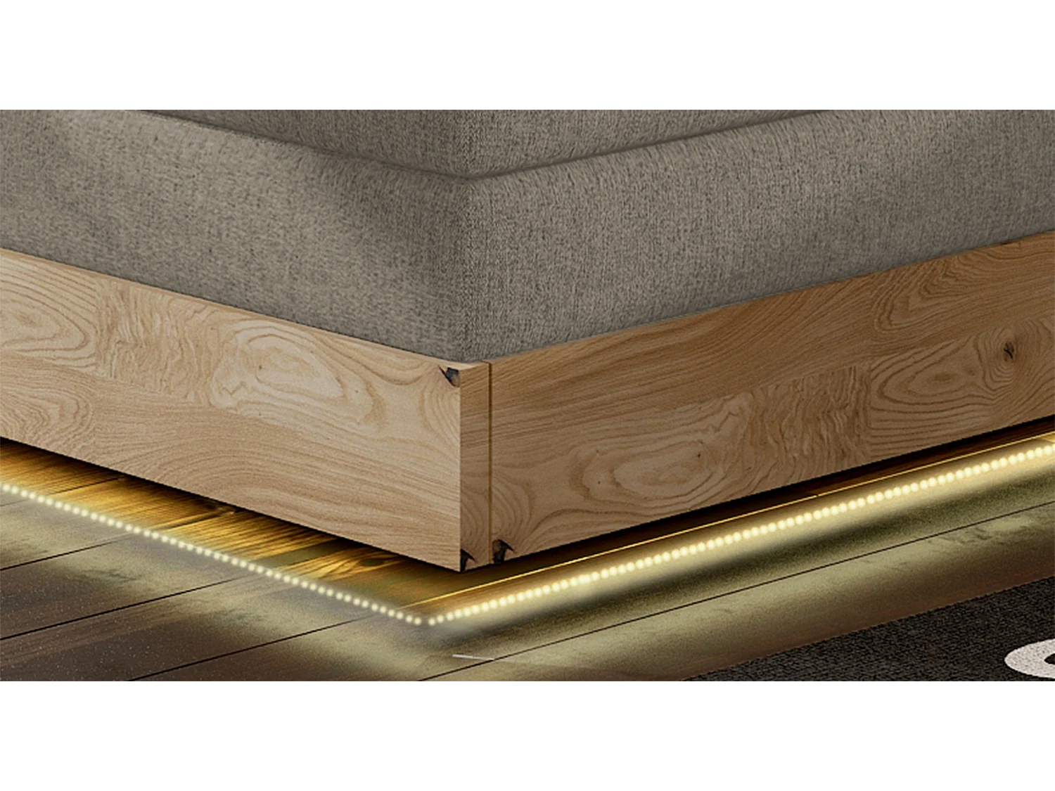 Lit Boxspring Massif avec Coffre Intégré, Surmatelas et Tête de Lit - Modèle ETNO, Bois Massif, Confort Premium, 160x200 cm, Frêne