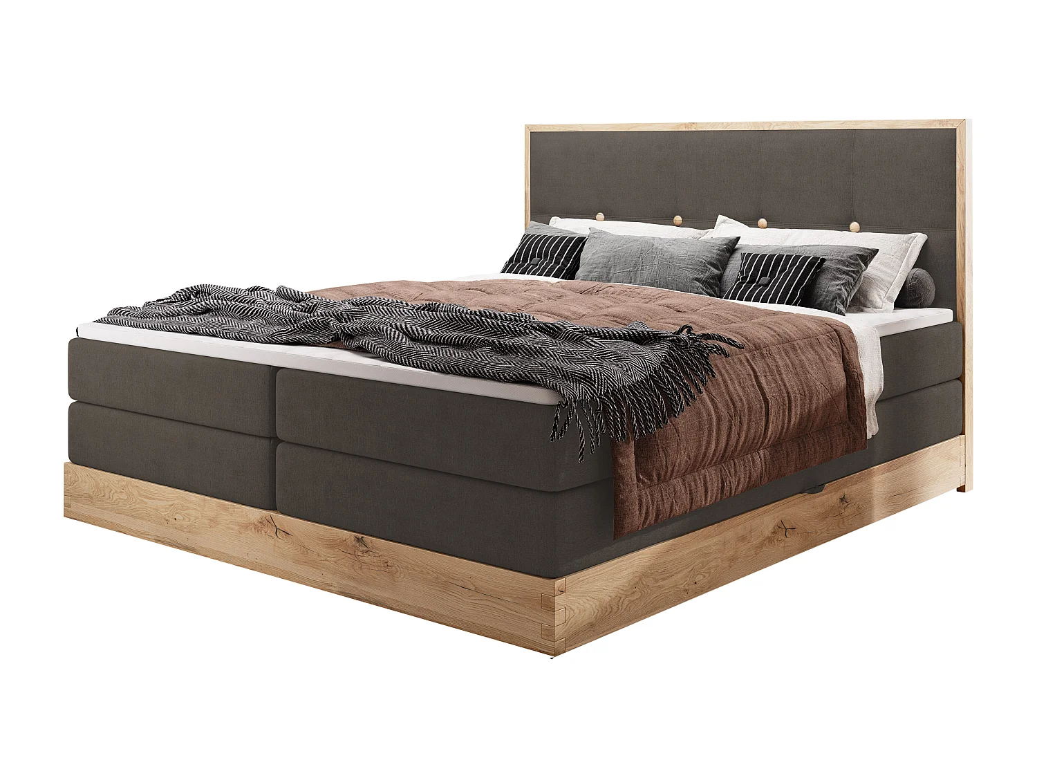 ELLI commodebed met elegant hoofdbord, ruime opbergmogelijkheden en modern design, Afmeting: 180x200 cm, Kleur: Donkergrijs