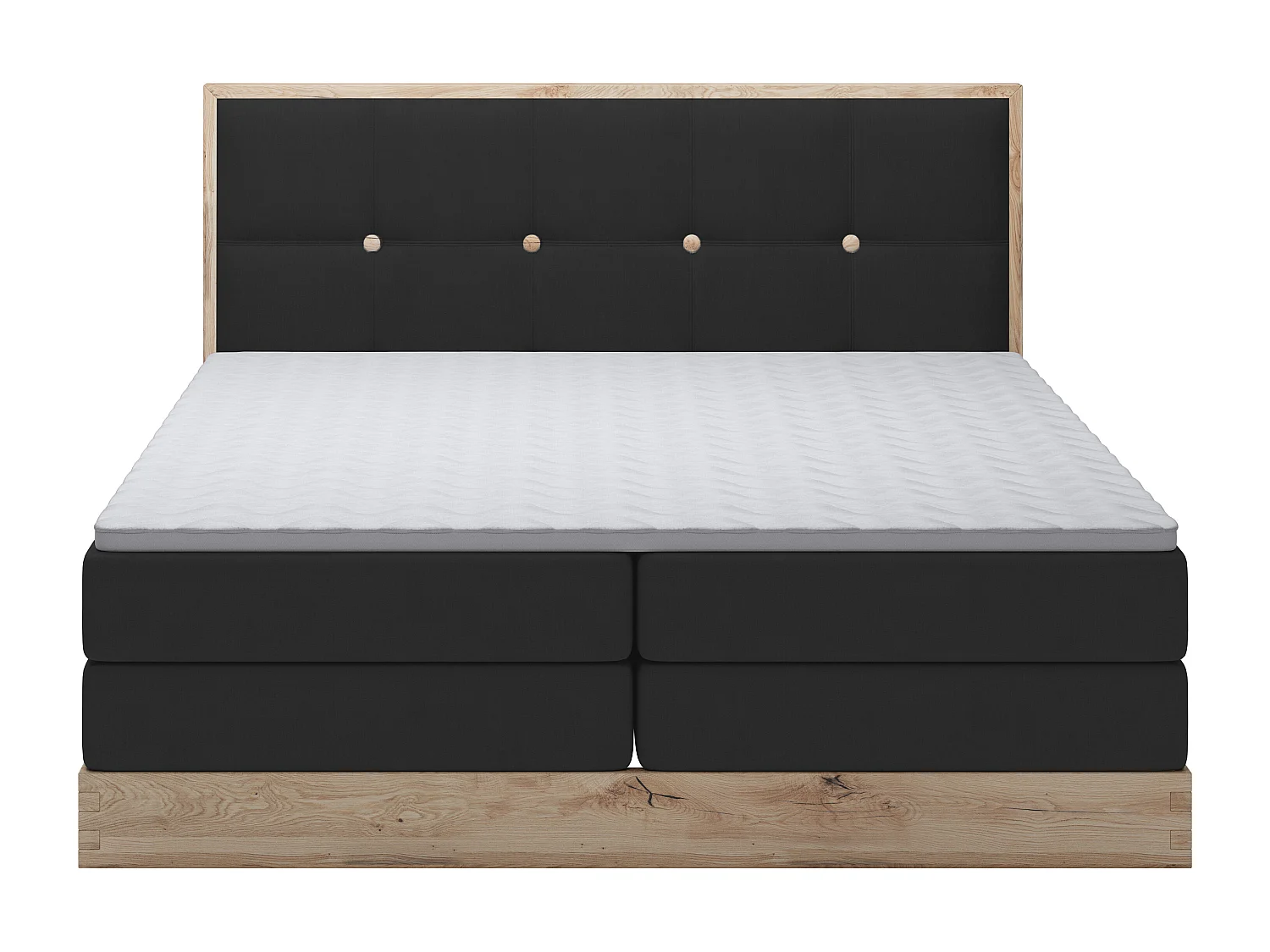 Lit coffre ELLI avec tête de lit élégante, rangements spacieux et design moderne, Taille: 140x200 cm, Couleur: Noir