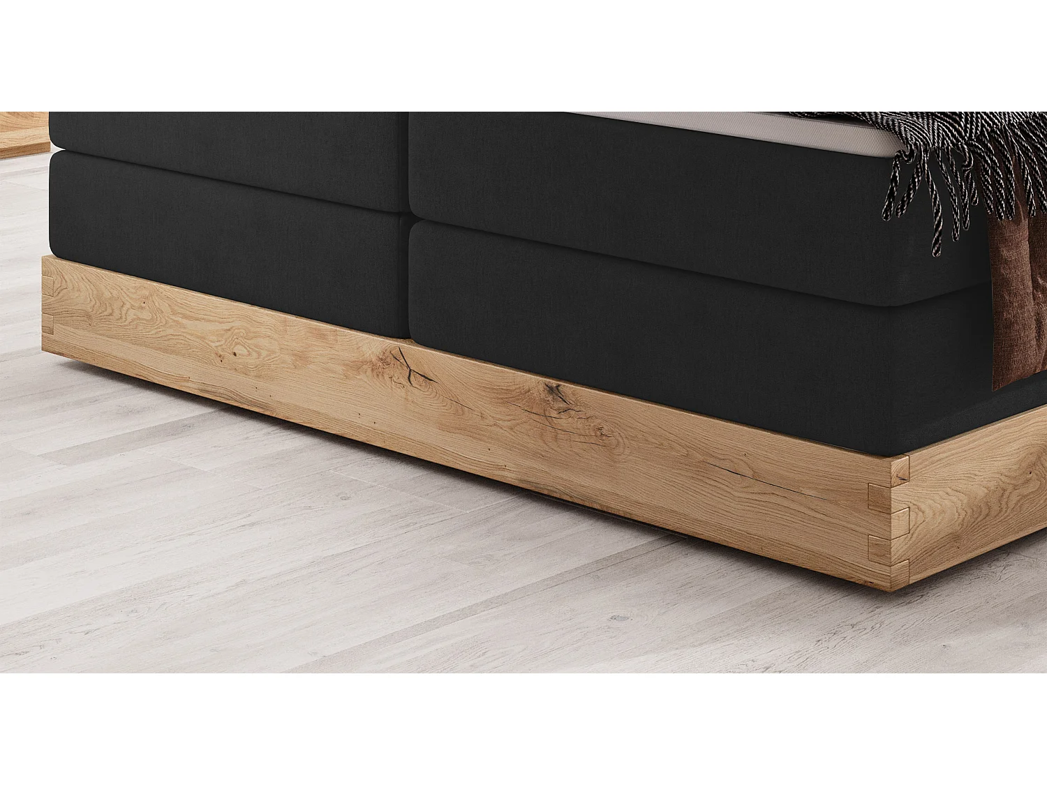 Lit coffre ELLI avec tête de lit élégante, rangements spacieux et design moderne, Taille: 140x200 cm, Couleur: Noir