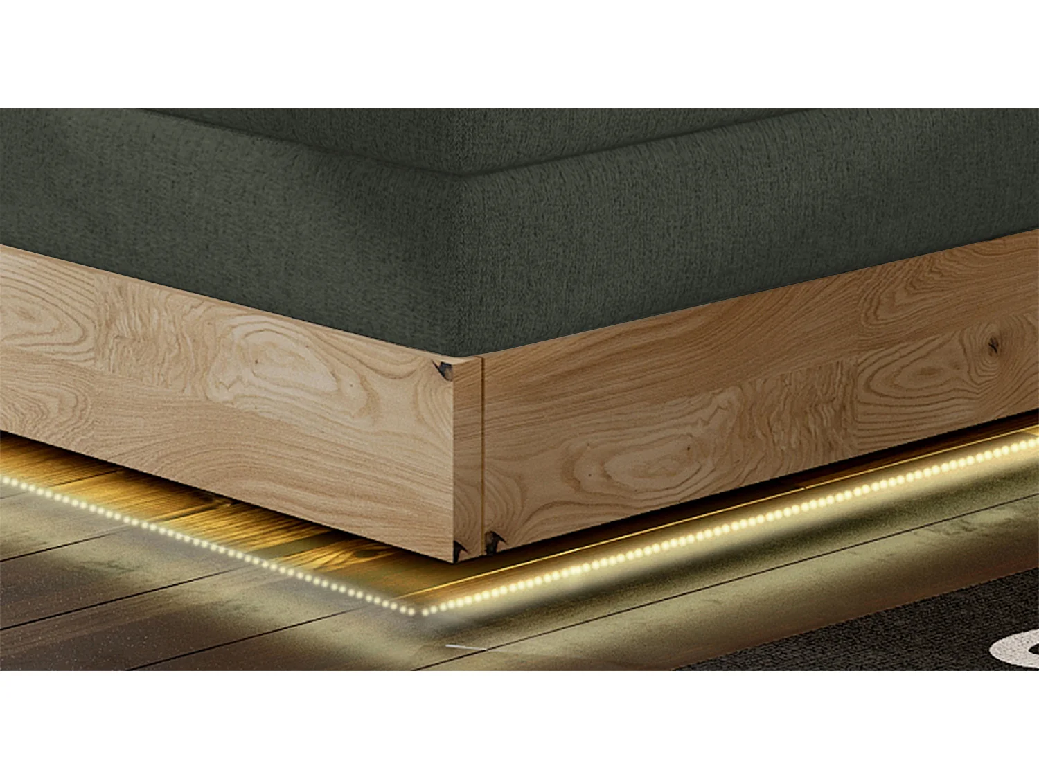 Lit Boxspring Massif avec Coffre Intégré, Surmatelas et Tête de Lit - Modèle ETNO, Bois Massif, Confort Premium, 160x200 cm, Vert