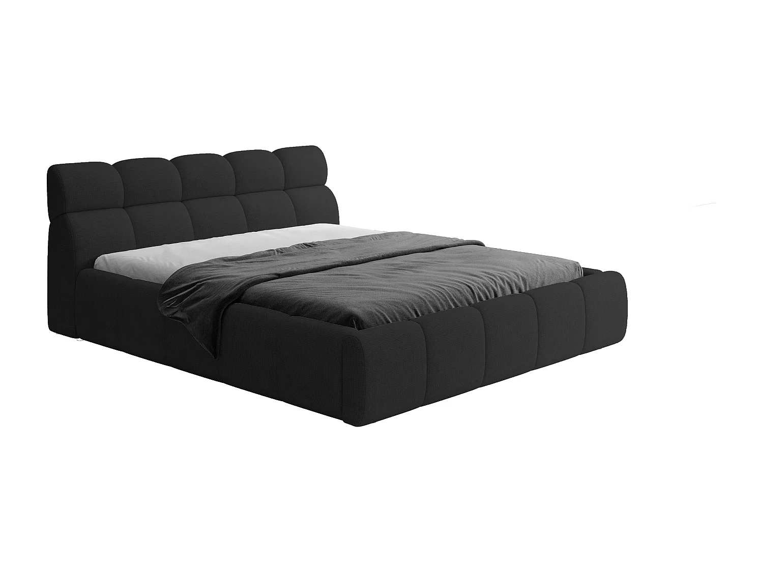 Gestoffeerd bed GIULIA, comfortabel, met opbergruimte, verstelbaar hoofdbord en LED, 160x200x96 cm, kleur: Zwart