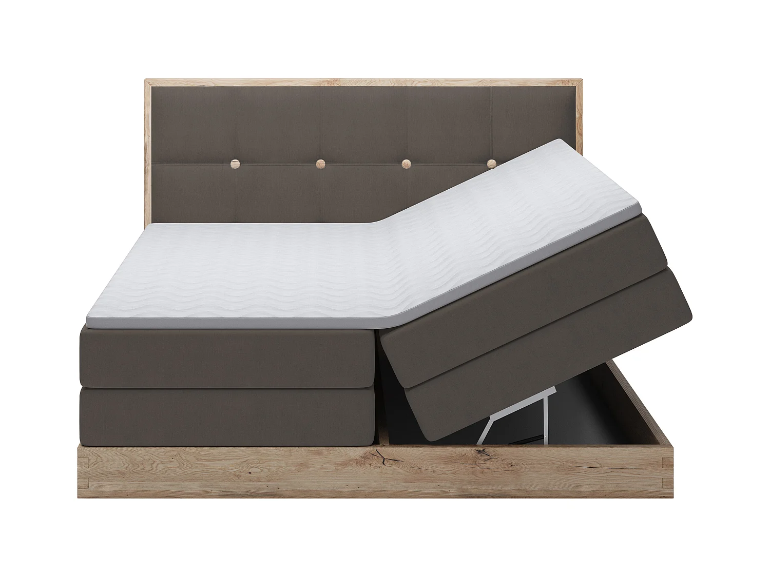 Lit coffre ELLI avec tête de lit élégante, rangements spacieux et design moderne, Taille: 140x200 cm, Couleur: Gris foncé