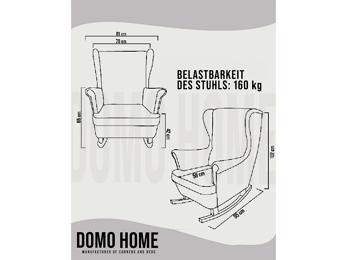 Relaxsessel mit gepolstertem Sitz und Armlehnen, Fernsehsessel 102x81x95cm Grau_29841