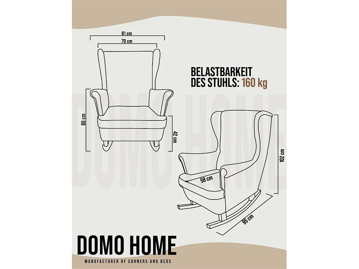 Fotel Relax z Tapicerowanym Siedzeniem i Podłokietnikami, Fotel TV 102x81x95cm Beżowy_29801