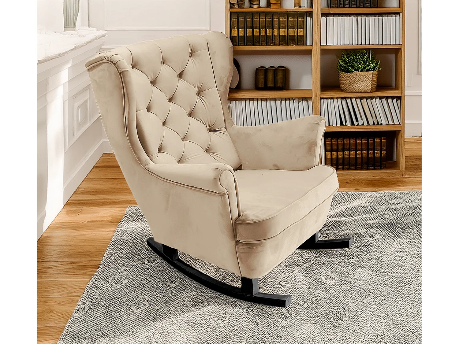 Fotel Relax z Tapicerowanym Siedzeniem i Podłokietnikami, Fotel TV 102x81x95cm Beżowy_29801