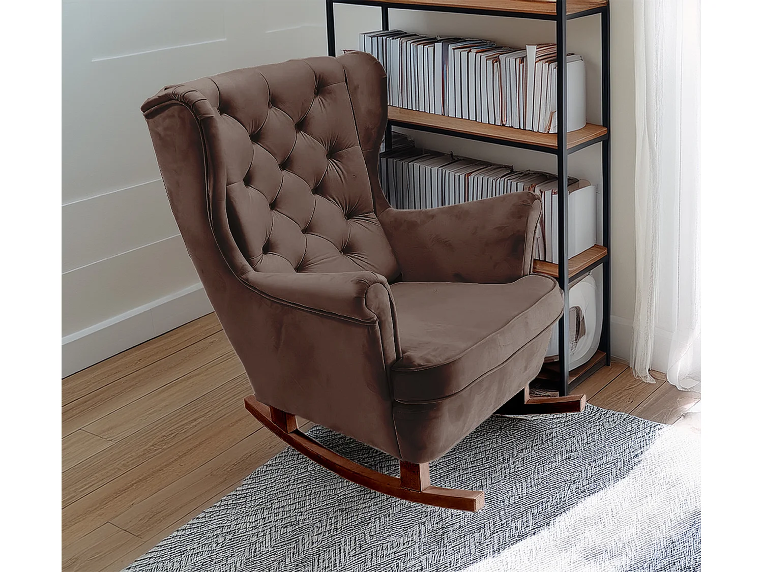 Fauteuil Relax avec accoudoirs et siège rembourré, fauteuil de salon, 102x81x95cm Marron_29815