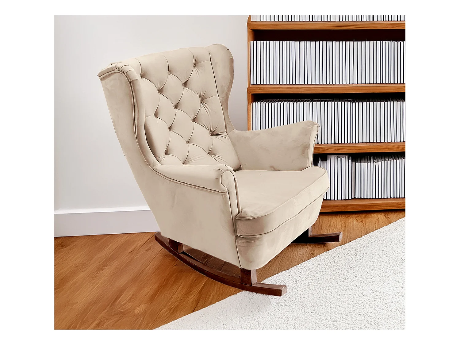 Relaxsessel mit gepolstertem Sitz und Armlehnen, Fernsehsessel 102x81x95cm Beige_29801