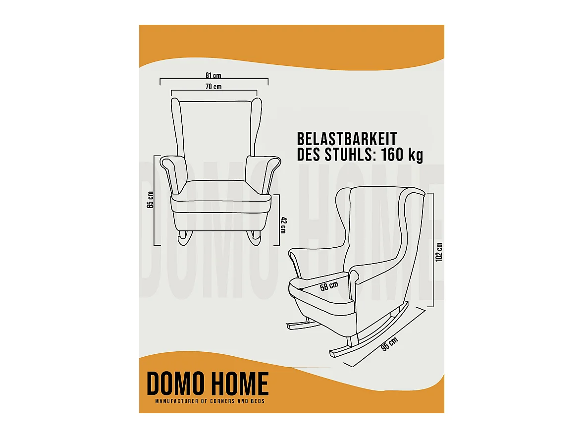 Relaxsessel mit gepolstertem Sitz und Armlehnen, Fernsehsessel 102x81x95cm Gold_29820