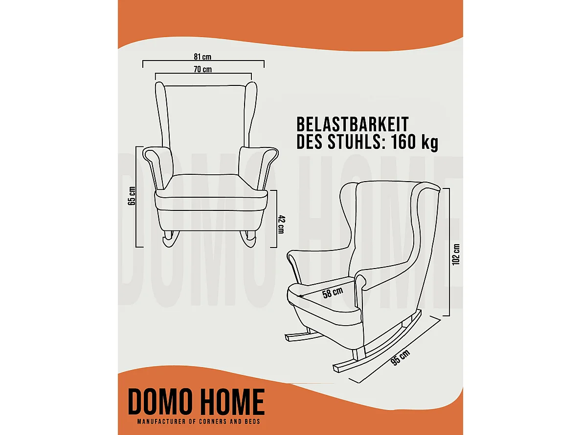 Relaxfauteuil met Gestoffeerde Zitting en Armleuningen, TV Fauteuil 102x81x95cm Oranje_29825
