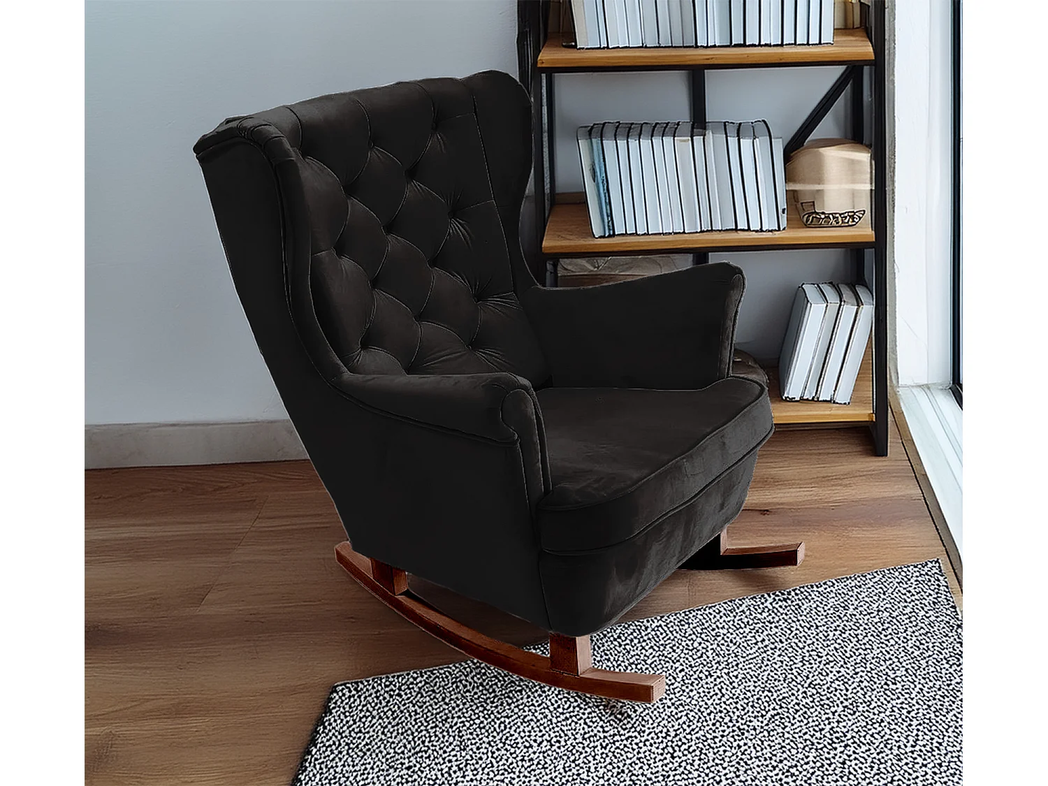 Fotel Relax z Tapicerowanym Siedzeniem i Podłokietnikami, Fotel TV 102x81x95cm Czarny_29884