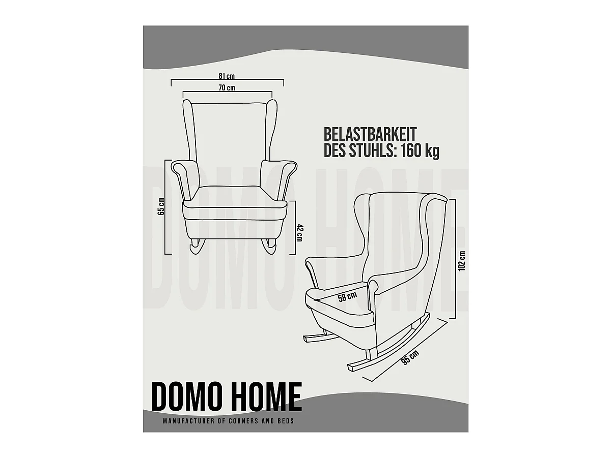 Relaxsessel mit gepolstertem Sitz und Armlehnen, Fernsehsessel 102x81x95cm Schwarz_29884