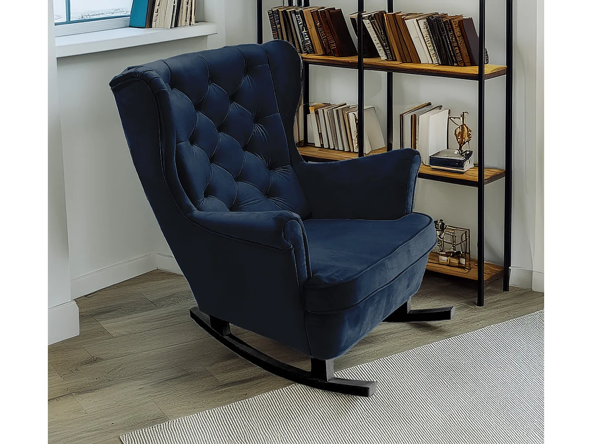 Relaxfauteuil met Gestoffeerde Zitting en Armleuningen, TV Fauteuil 102x81x95cm Marineblauw_29864