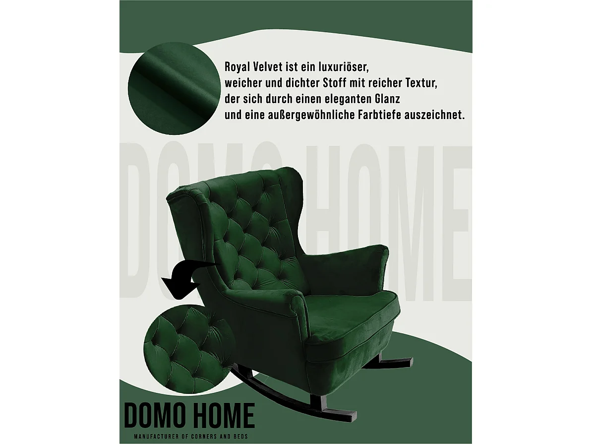 Fauteuil Relax avec accoudoirs et siège rembourré, fauteuil de salon, 102x81x95cm Vert_29847