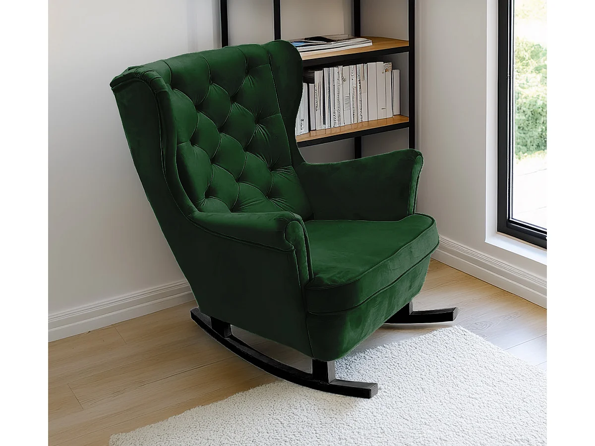 Fauteuil Relax avec accoudoirs et siège rembourré, fauteuil de salon, 102x81x95cm Vert_29847