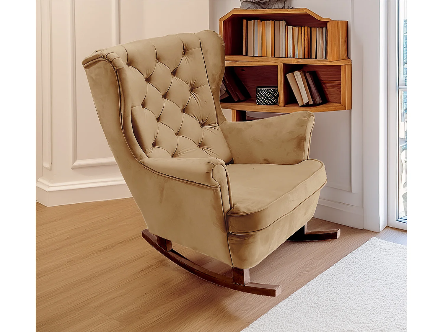 Fauteuil Relax avec accoudoirs et siège rembourré, fauteuil de salon, 102x81x95cm Beige_29806