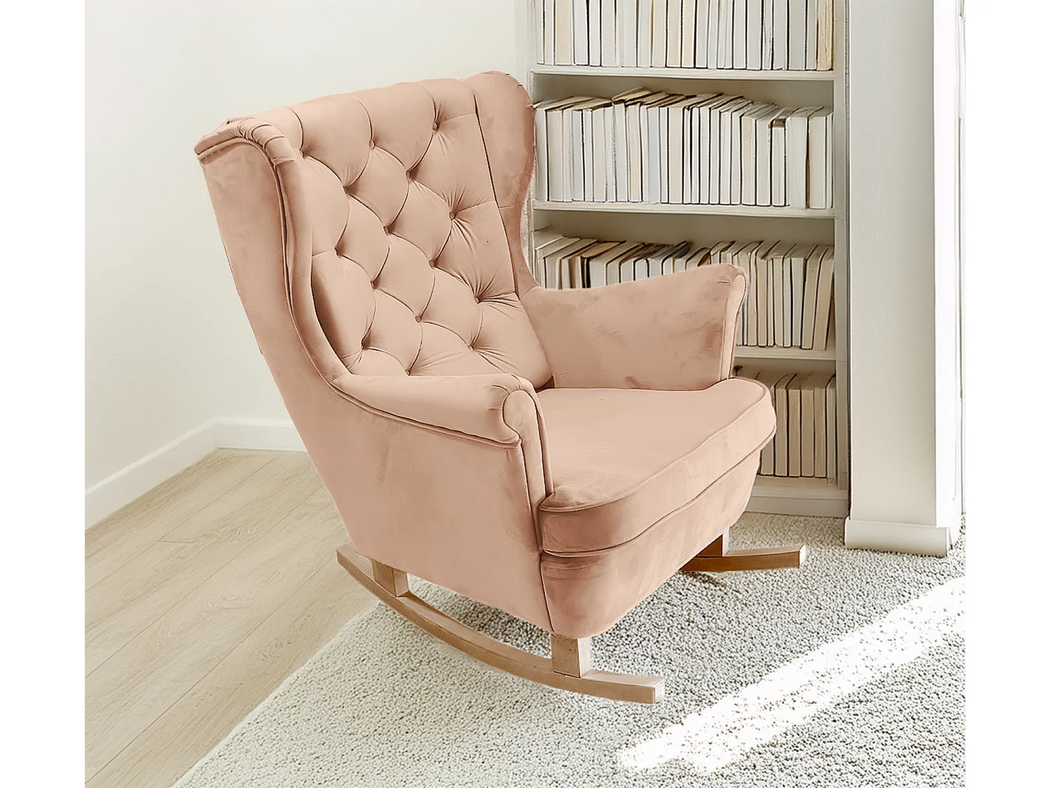 Fauteuil Relax avec accoudoirs et siège rembourré, fauteuil de salon, 102x81x95cm Rose poudre_29829