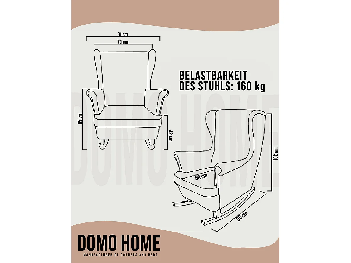 Fotel Relax z Tapicerowanym Siedzeniem i Podłokietnikami, Fotel TV 102x81x95cm Cappuccino_29840