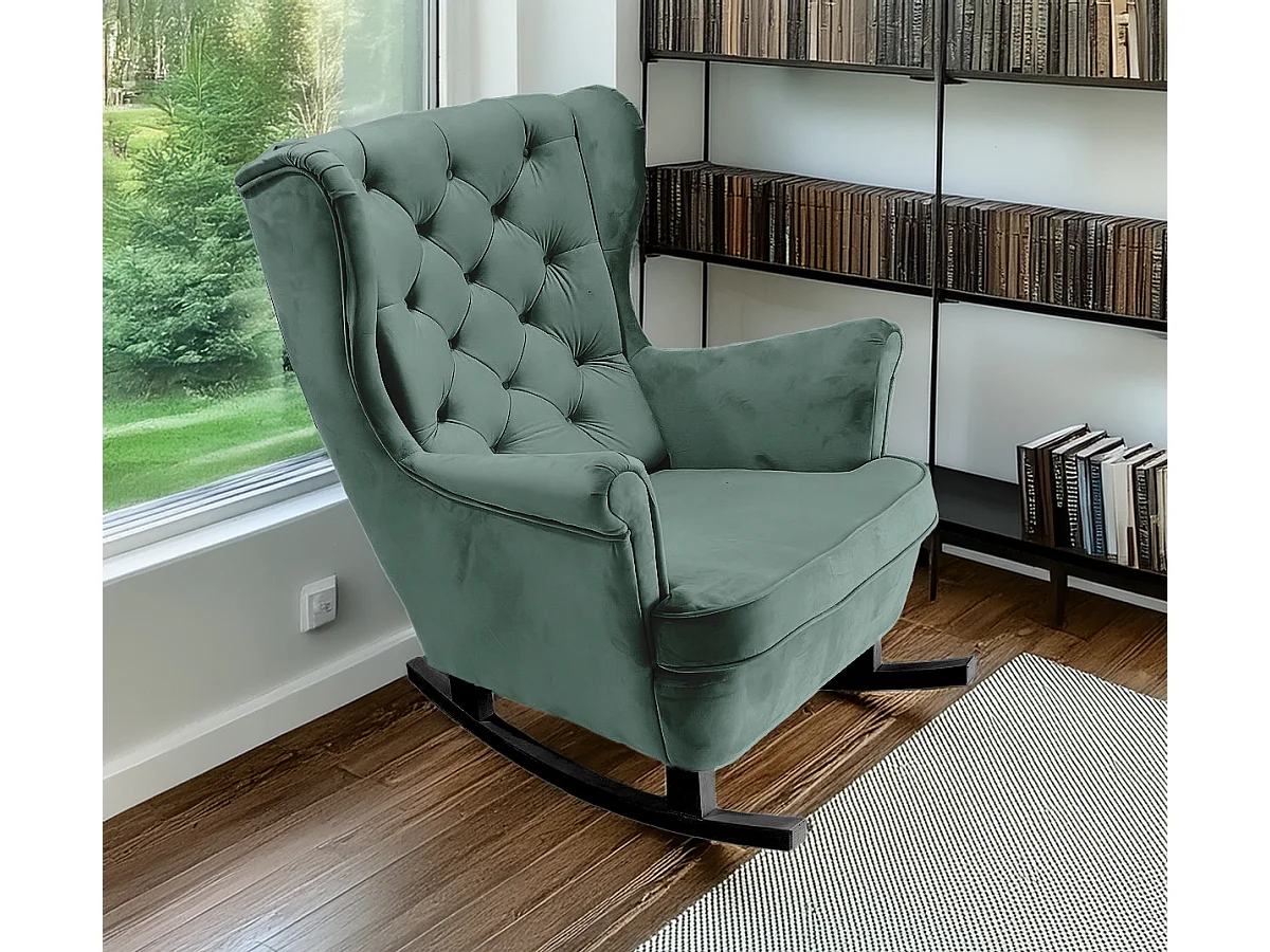 Fauteuil Relax avec accoudoirs et siège rembourré, fauteuil de salon, 102x81x95cm Vert_29853