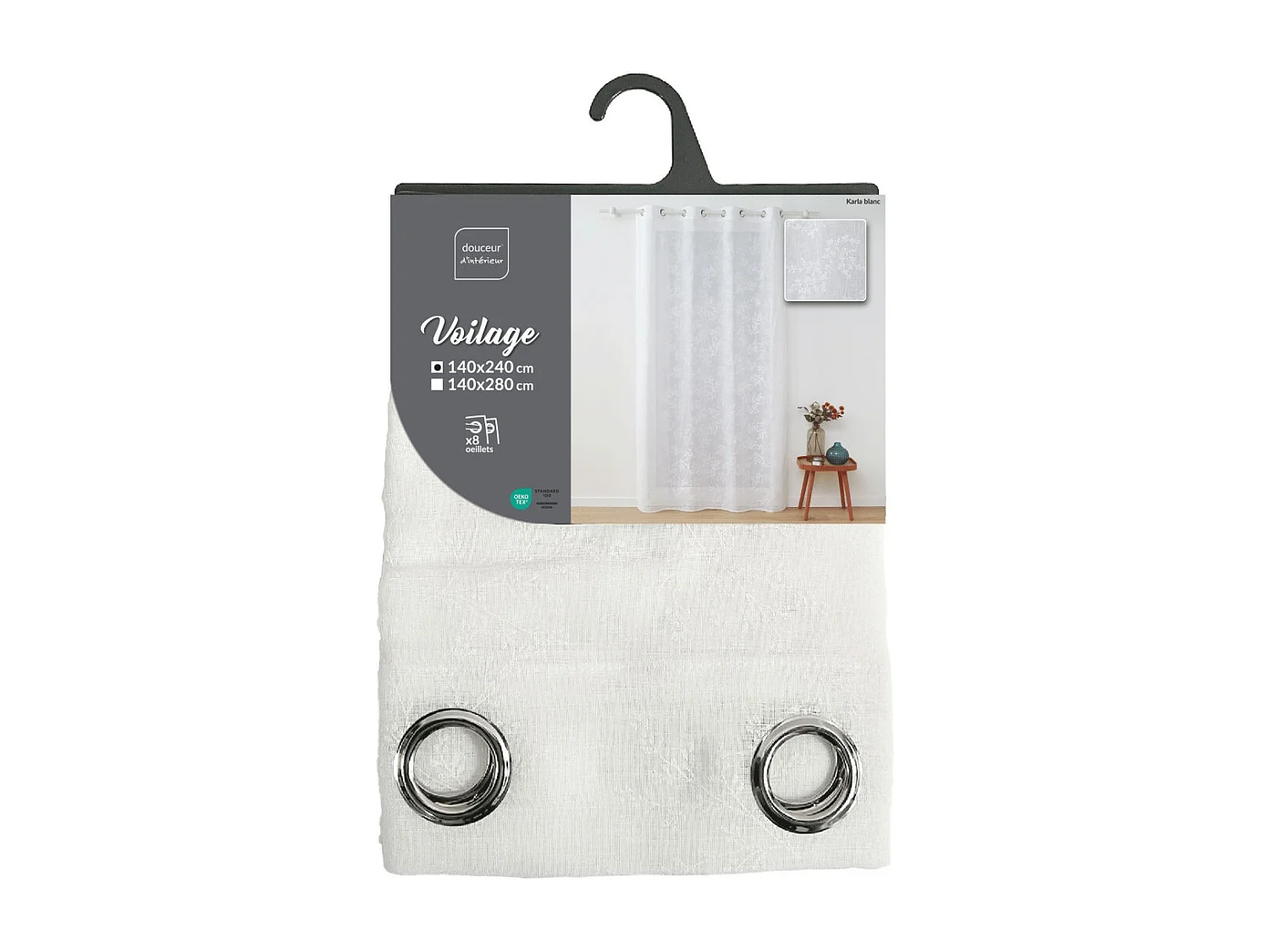 Rideau Voilage à Œillets "Karla" 140x240cm Blanc