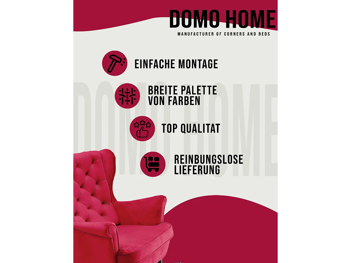 Fauteuil Relax avec accoudoirs et siège rembourré, fauteuil de salon, 102x81x95cm Rouge_29837