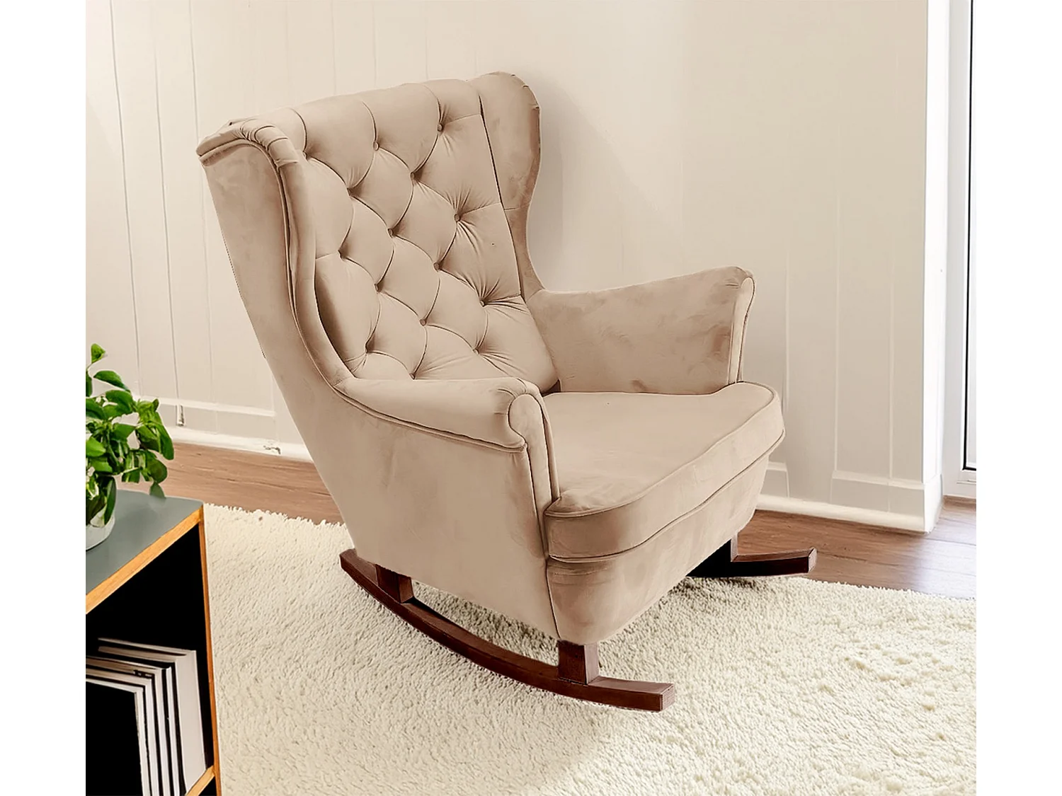 Fotel Relax z Tapicerowanym Siedzeniem i Podłokietnikami, Fotel TV 102x81x95cm Beżowy_29800