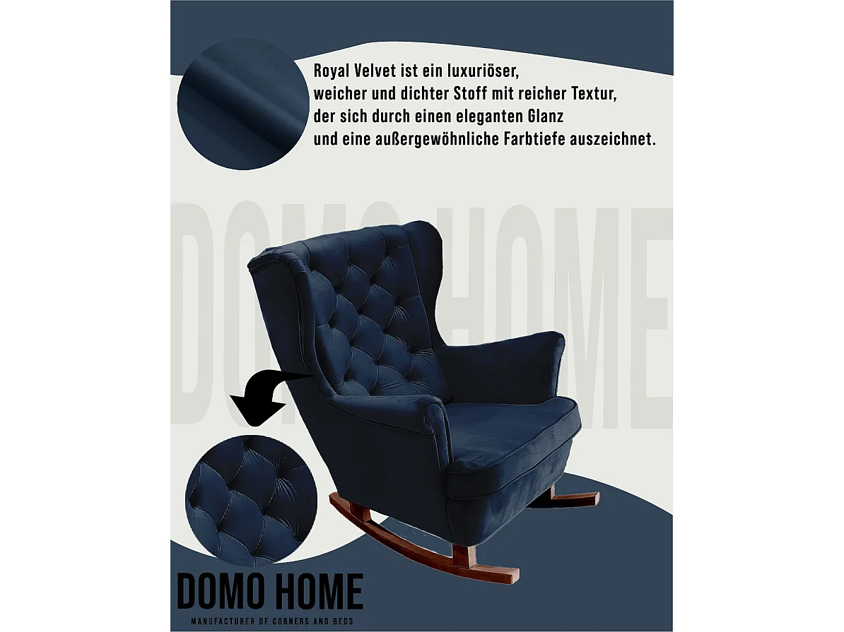 Fauteuil Relax avec accoudoirs et siège rembourré, fauteuil de salon, 102x81x95cm Bleu marine_29864