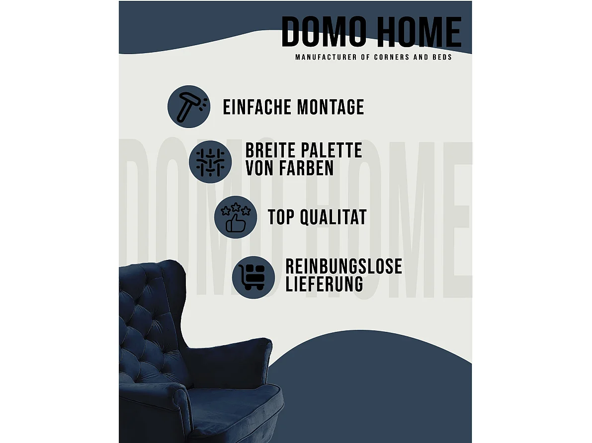 Fauteuil Relax avec accoudoirs et siège rembourré, fauteuil de salon, 102x81x95cm Bleu marine_29864