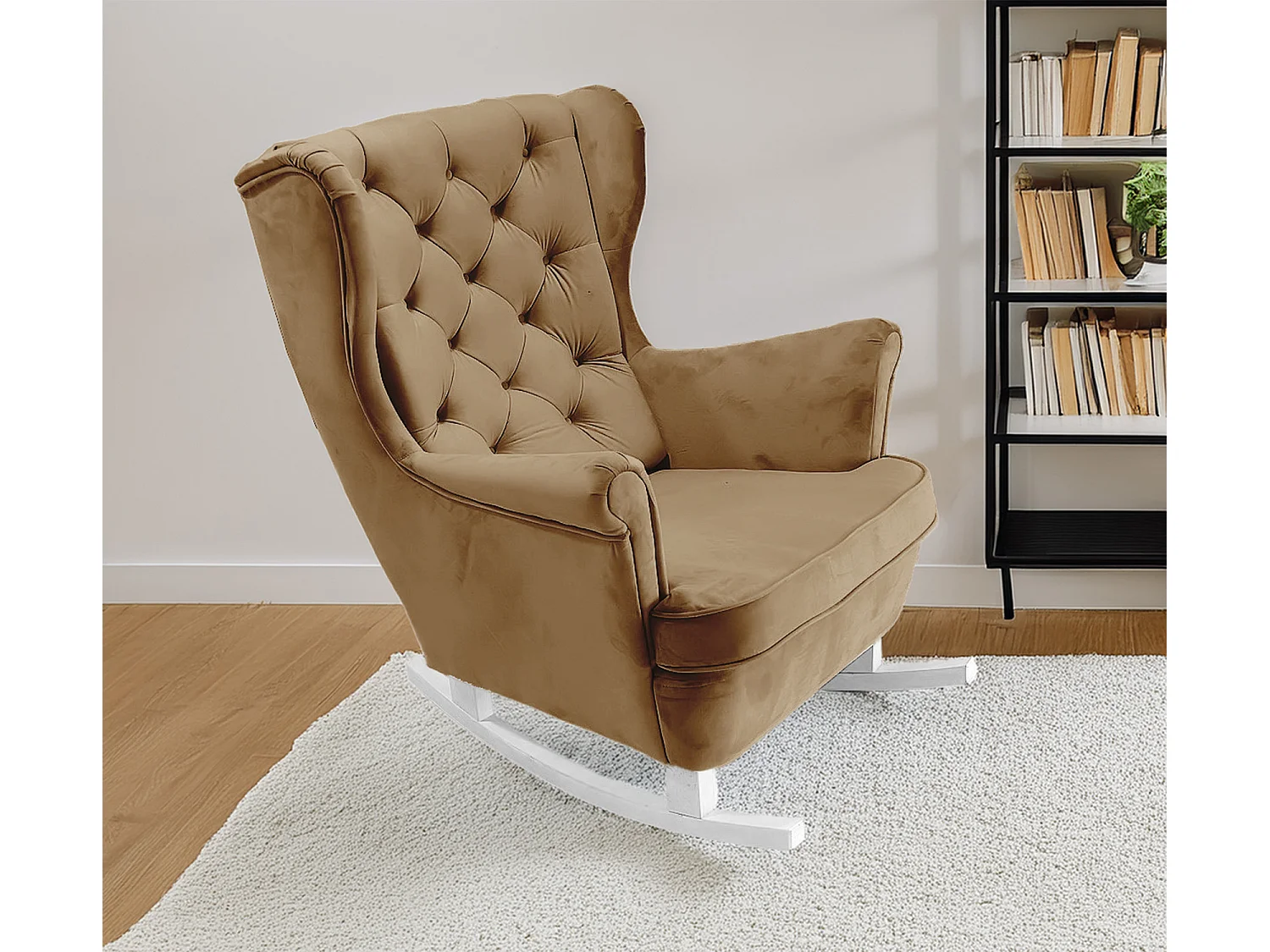 Fotel Relax z Tapicerowanym Siedzeniem i Podłokietnikami, Fotel TV 102x81x95cm Cappuccino_29808