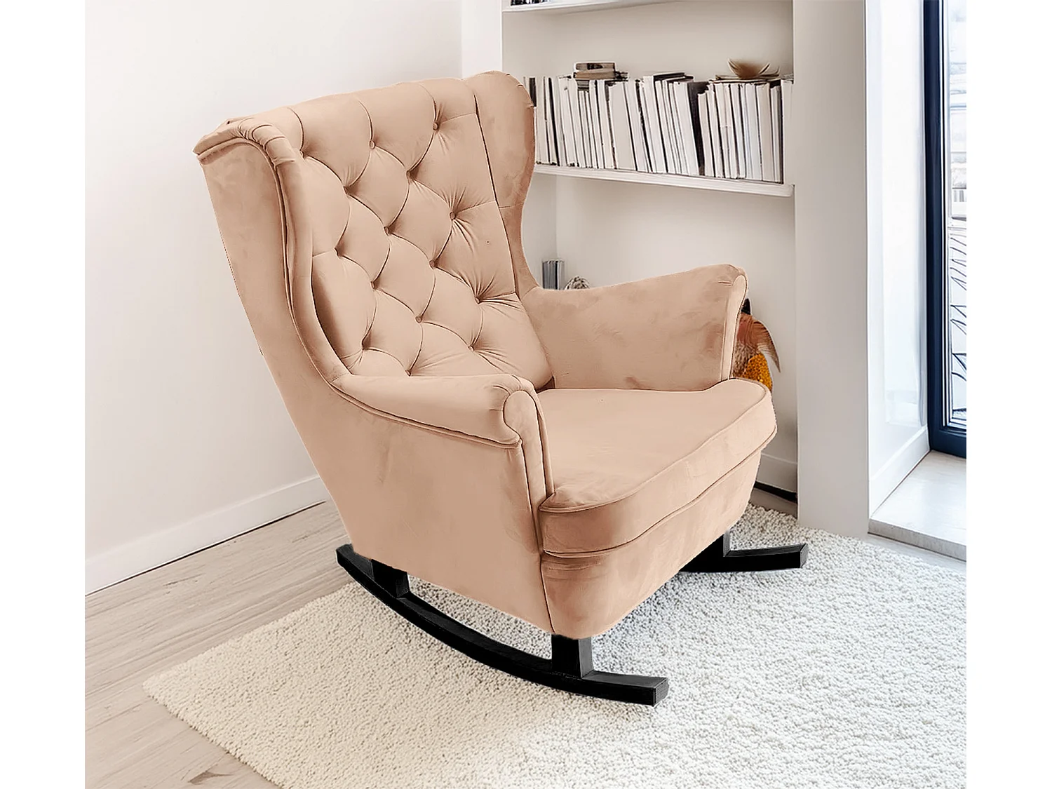 Fauteuil Relax avec accoudoirs et siège rembourré, fauteuil de salon, 102x81x95cm Rose poudre_29829