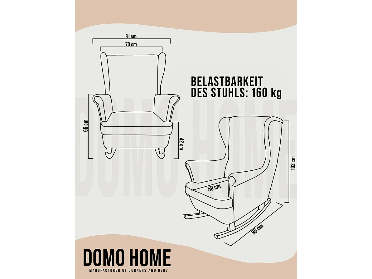 Fotel Relax z Tapicerowanym Siedzeniem i Podłokietnikami, Fotel TV 102x81x95cm Pudrowy róż_29829