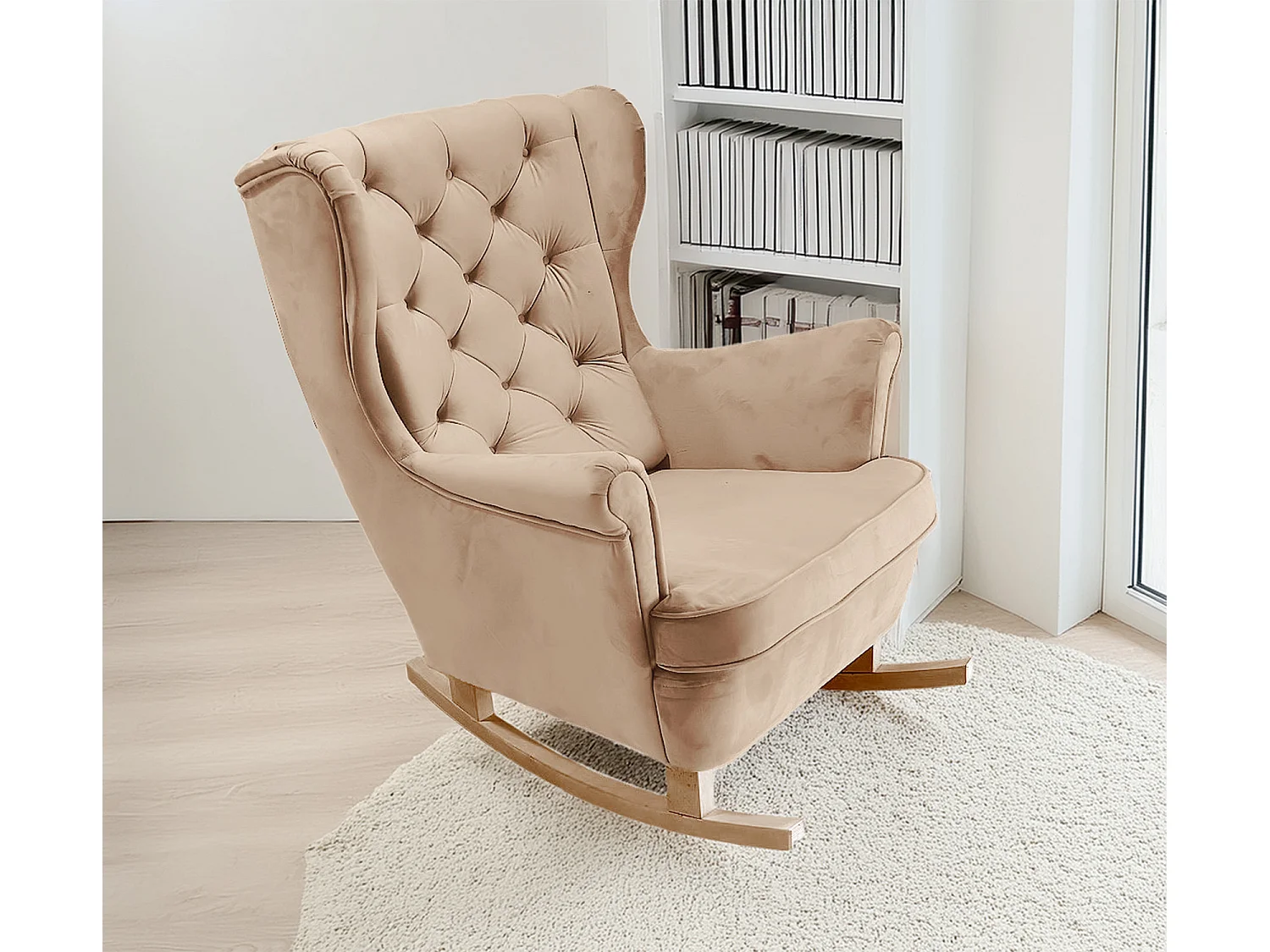 Fauteuil Relax avec accoudoirs et siège rembourré, fauteuil de salon, 102x81x95cm Beige_29800