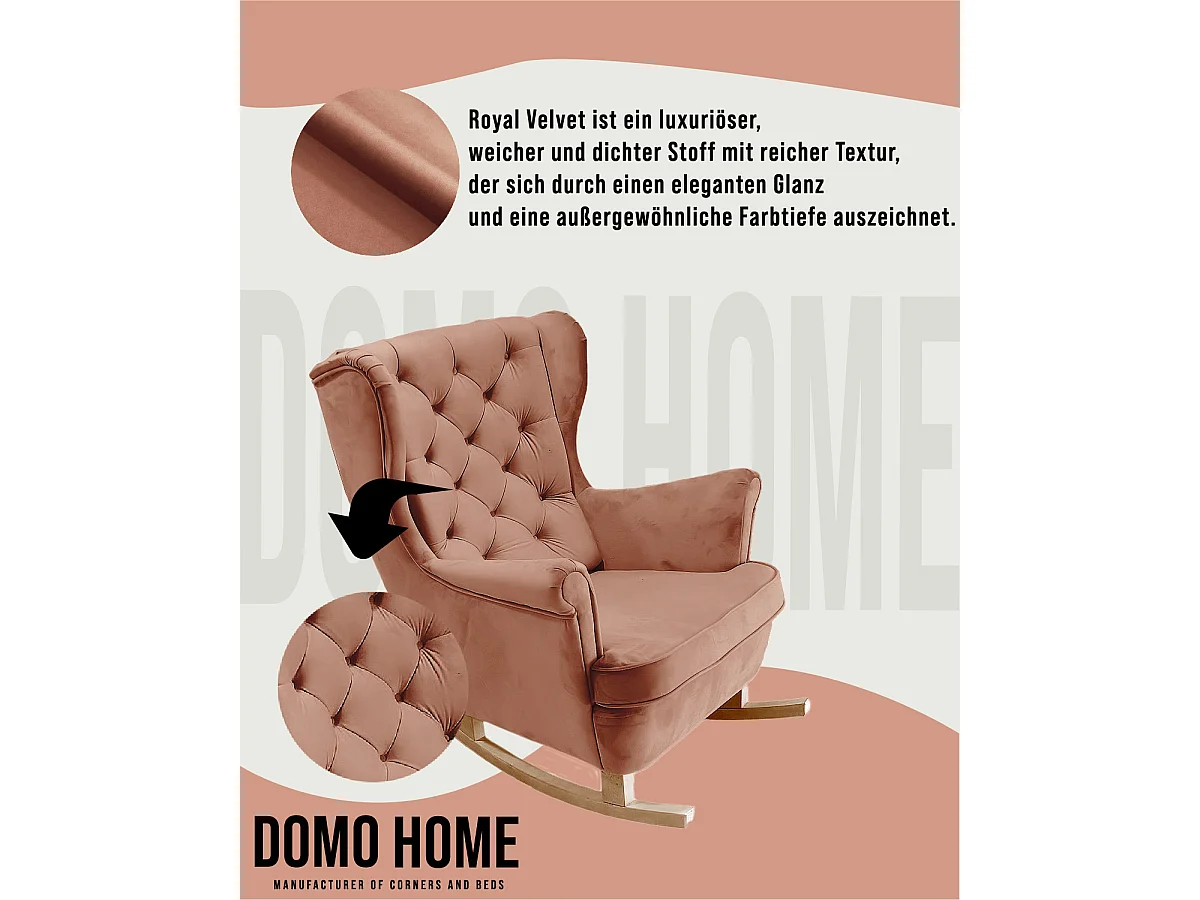 Fauteuil Relax avec accoudoirs et siège rembourré, fauteuil de salon, 102x81x95cm Rose poudre_29832