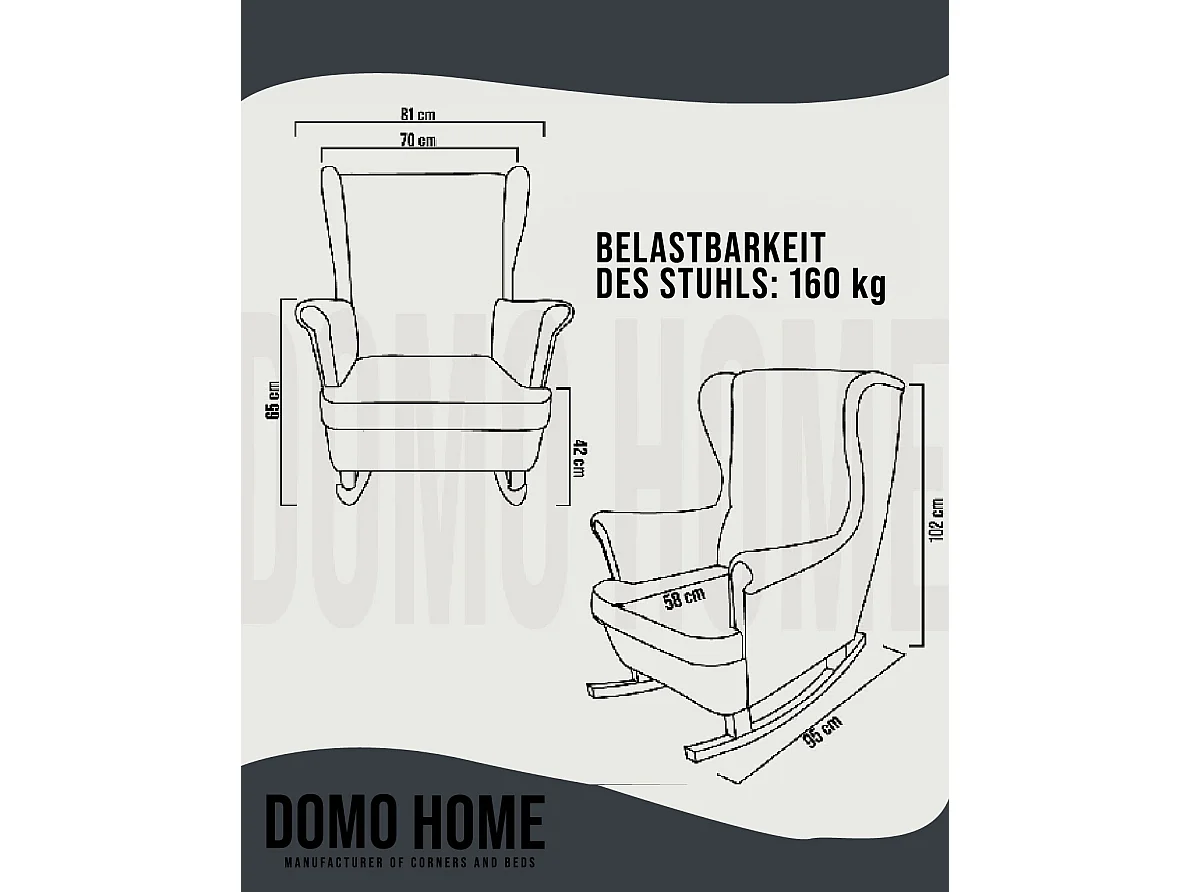Relaxsessel mit gepolstertem Sitz und Armlehnen, Fernsehsessel 102x81x95cm Schwarz_29862