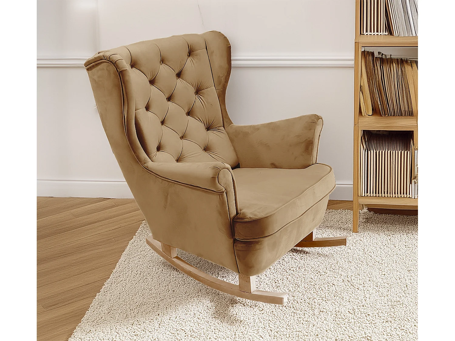 Fotel Relax z Tapicerowanym Siedzeniem i Podłokietnikami, Fotel TV 102x81x95cm Cappuccino_29807