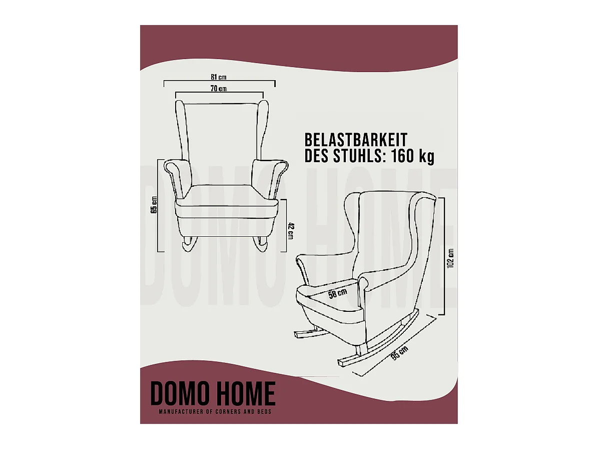 Relaxfauteuil met Gestoffeerde Zitting en Armleuningen, TV Fauteuil 102x81x95cm Bordeaux_29835