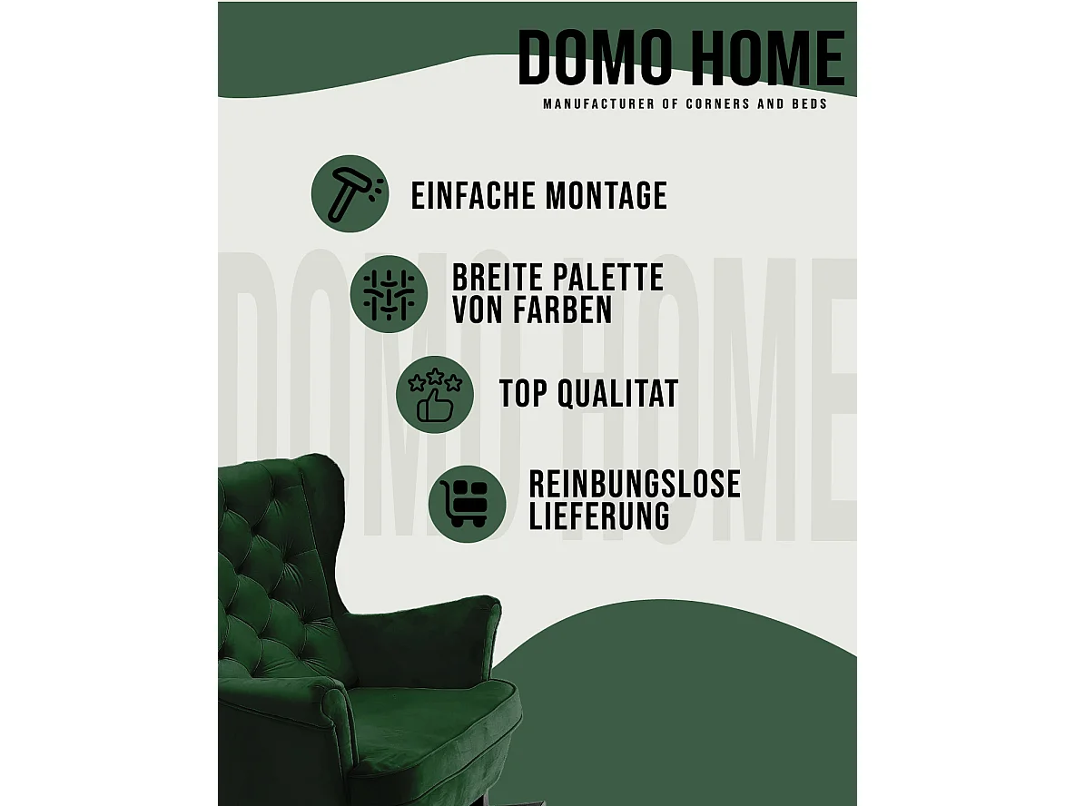 Fauteuil Relax avec accoudoirs et siège rembourré, fauteuil de salon, 102x81x95cm Vert_29847