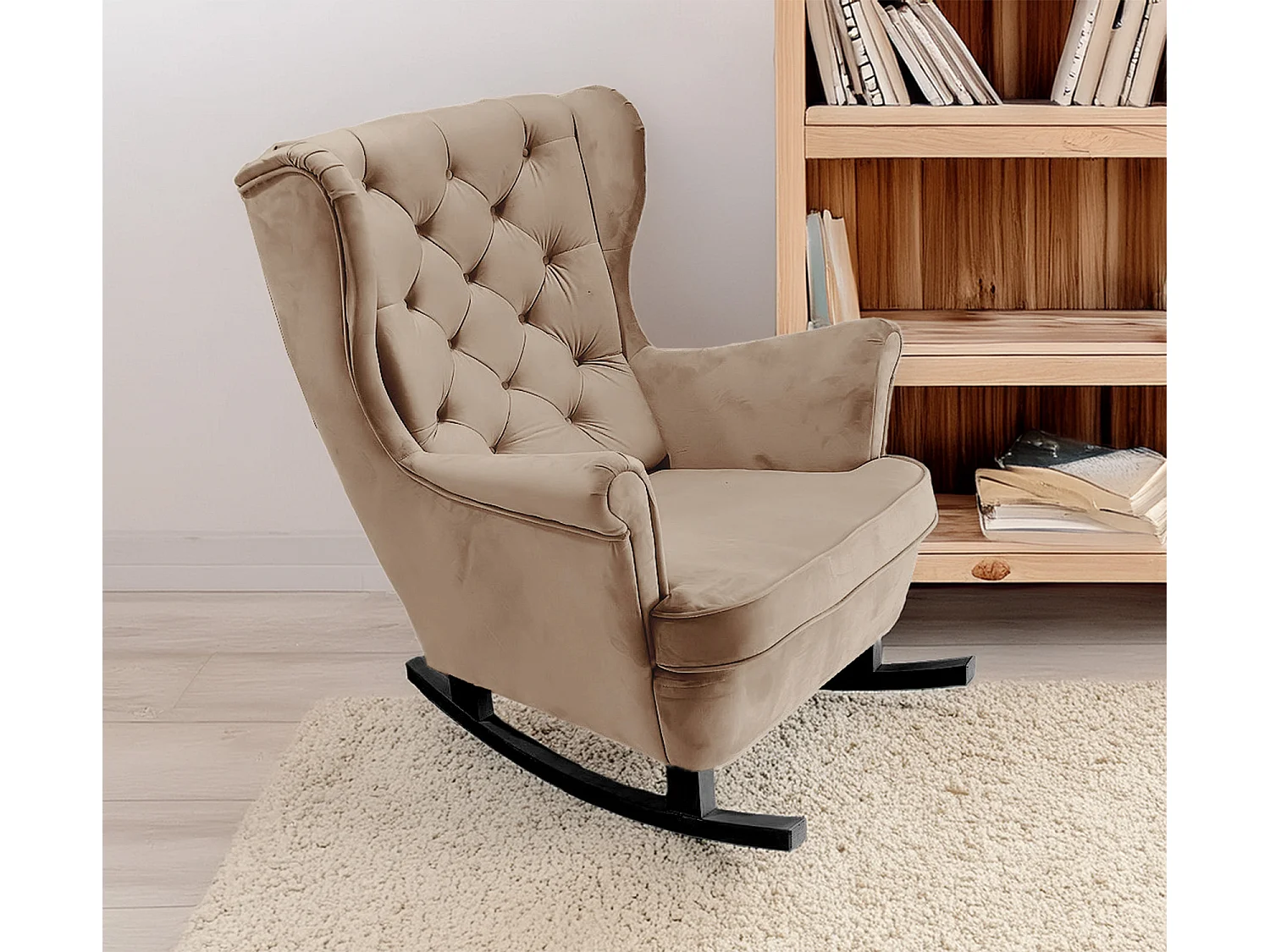 Fotel Relax z Tapicerowanym Siedzeniem i Podłokietnikami, Fotel TV 102x81x95cm Cappuccino_29810