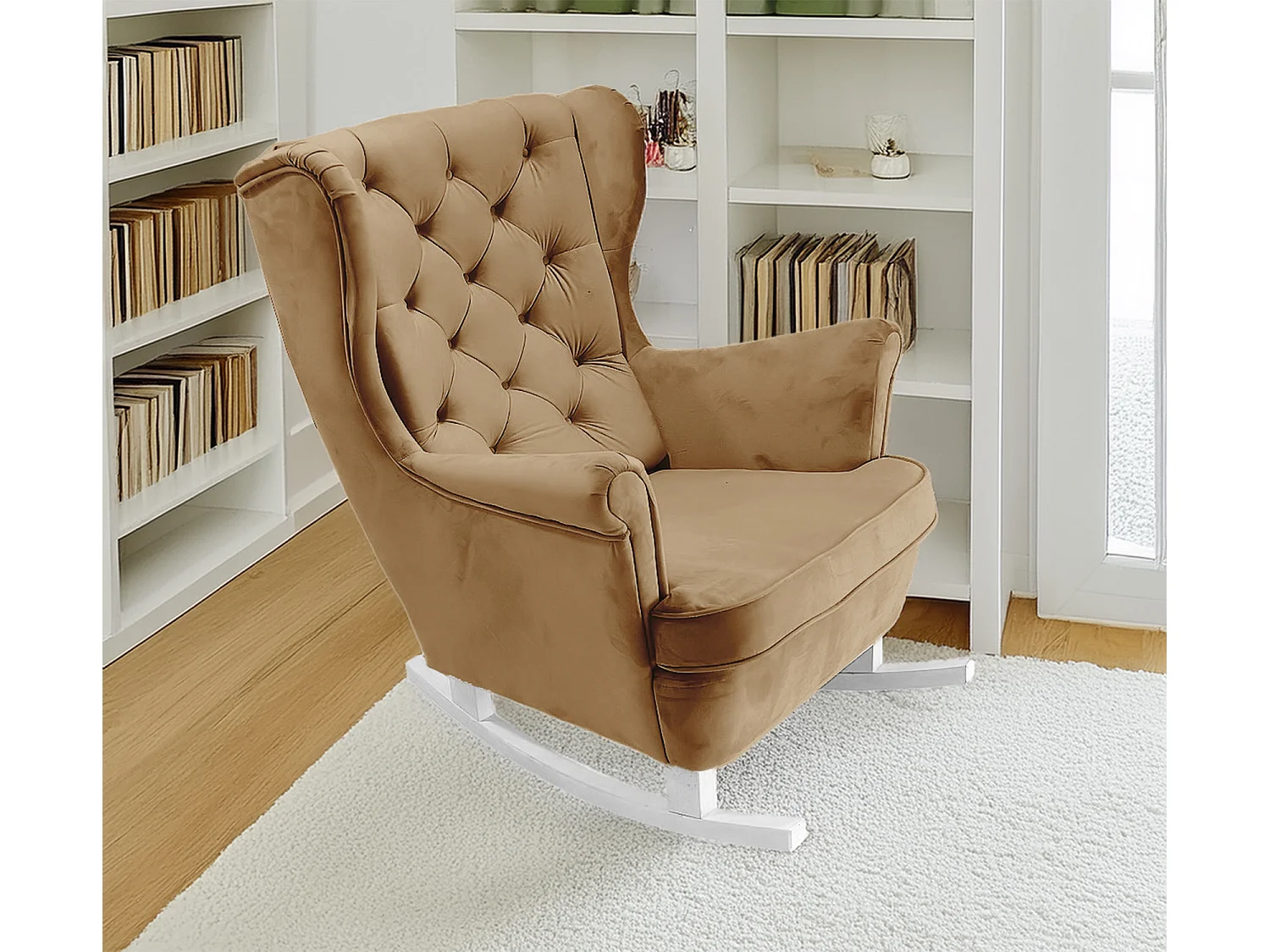 Relaxfauteuil met Gestoffeerde Zitting en Armleuningen, TV Fauteuil 102x81x95cm Cappuccino_29807