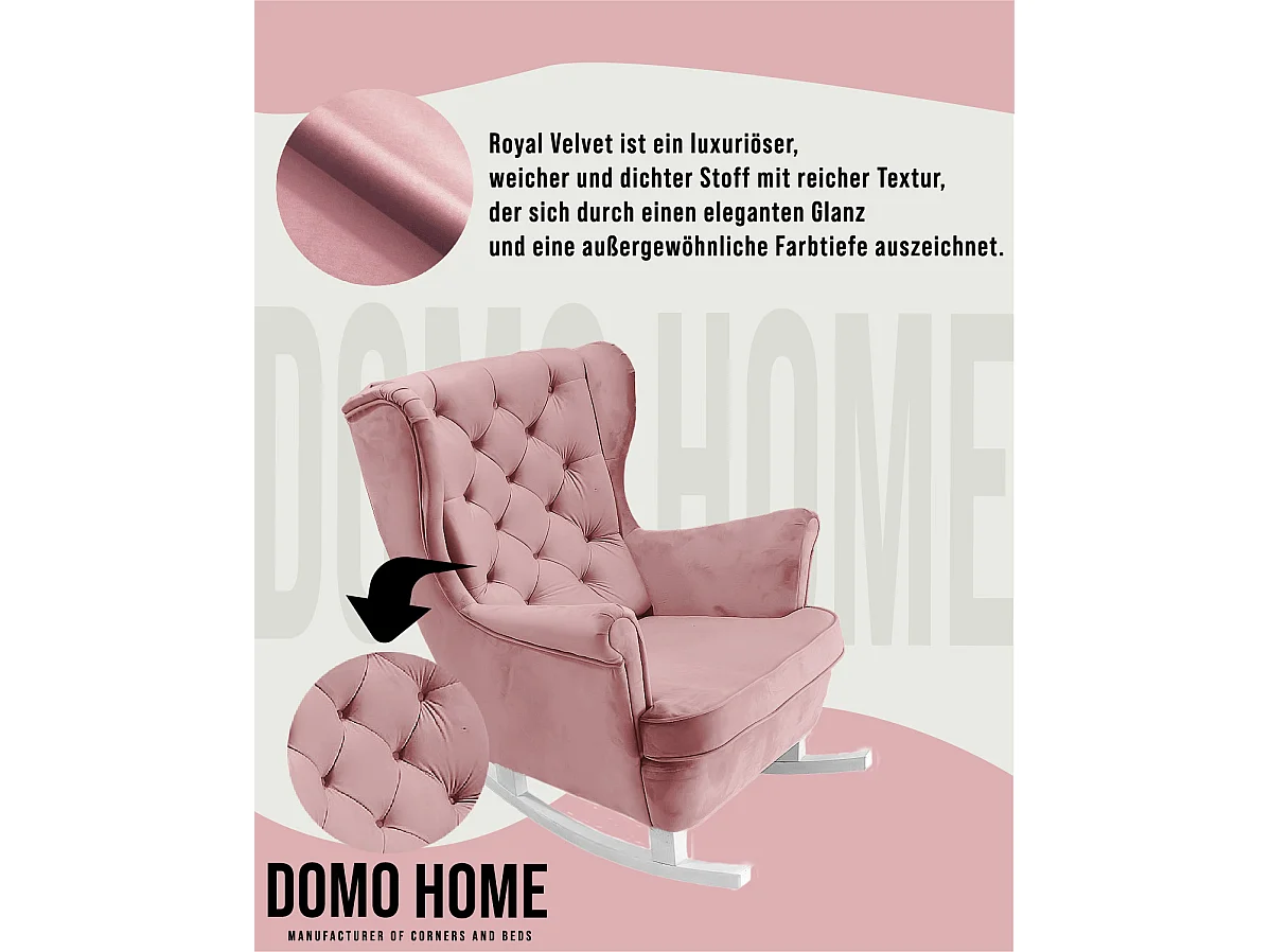 Fauteuil Relax avec accoudoirs et siège rembourré, fauteuil de salon, 102x81x95cm Rose_29838