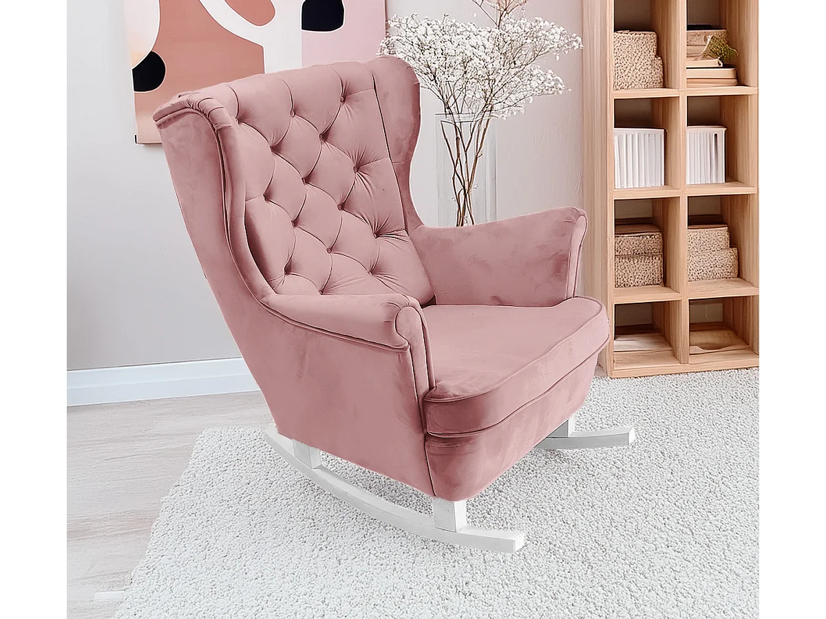 Fauteuil Relax avec accoudoirs et siège rembourré, fauteuil de salon, 102x81x95cm Rose_29838