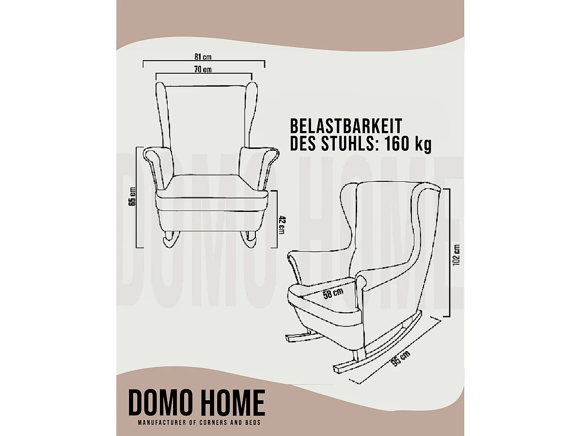Fotel Relax z Tapicerowanym Siedzeniem i Podłokietnikami, Fotel TV 102x81x95cm Cappuccino_29839