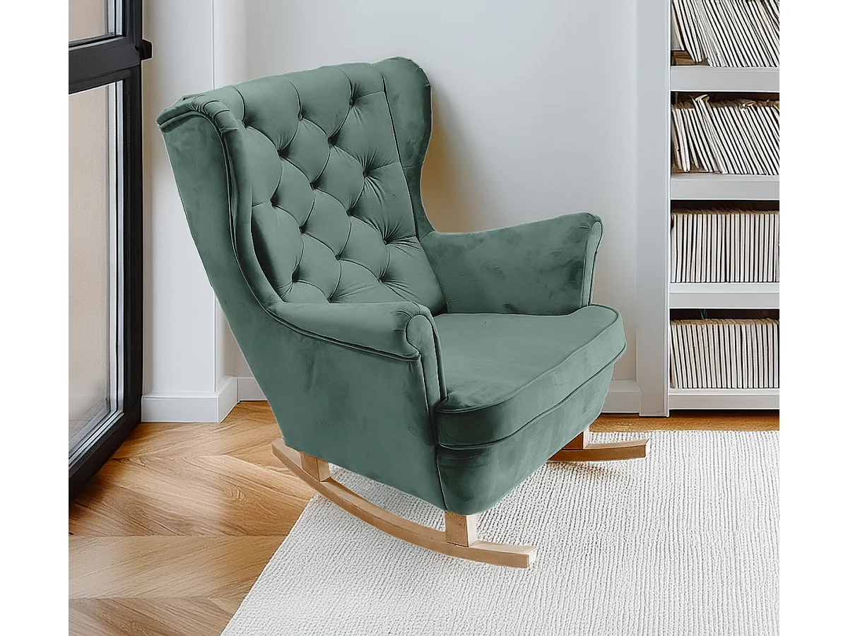 Fauteuil Relax avec accoudoirs et siège rembourré, fauteuil de salon, 102x81x95cm Vert_29853