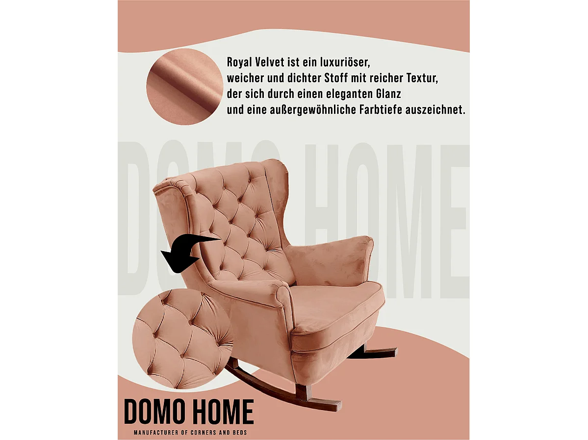 Fauteuil Relax avec accoudoirs et siège rembourré, fauteuil de salon, 102x81x95cm Rose poudre_29830